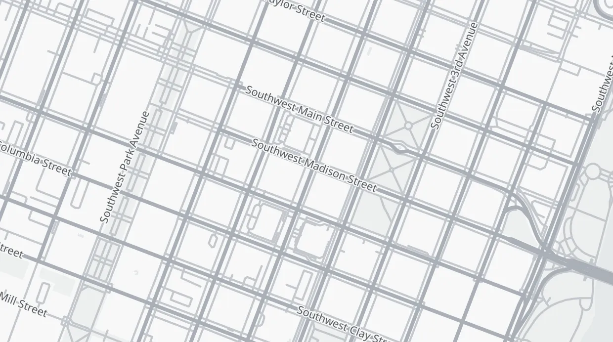A map of the streets around 1211 SW 5th Ave