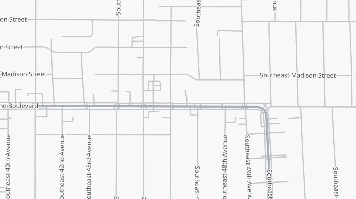 A map of the streets around Zach's Shack
