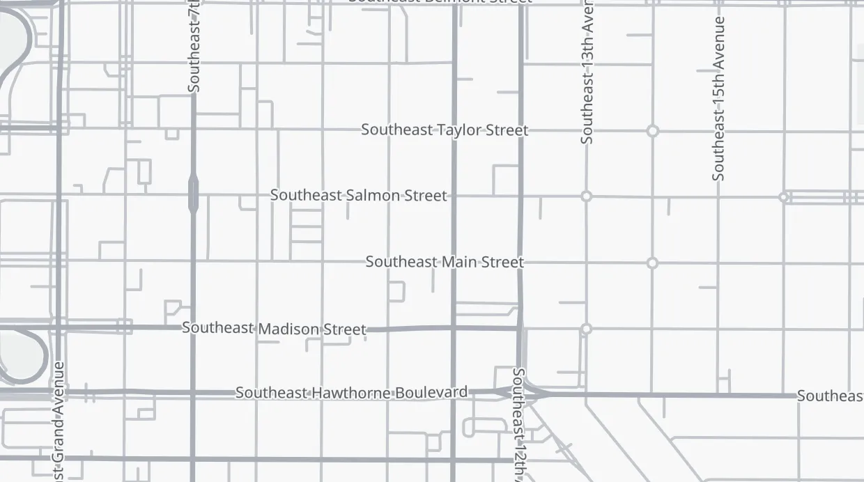 A map of the streets around Honey Latte Cafe