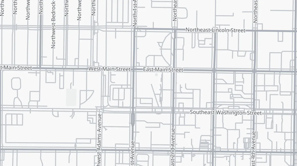 A map of the streets around Hillsboro Civic Center