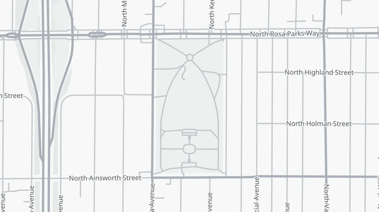 A map of the streets around Peninsula Park