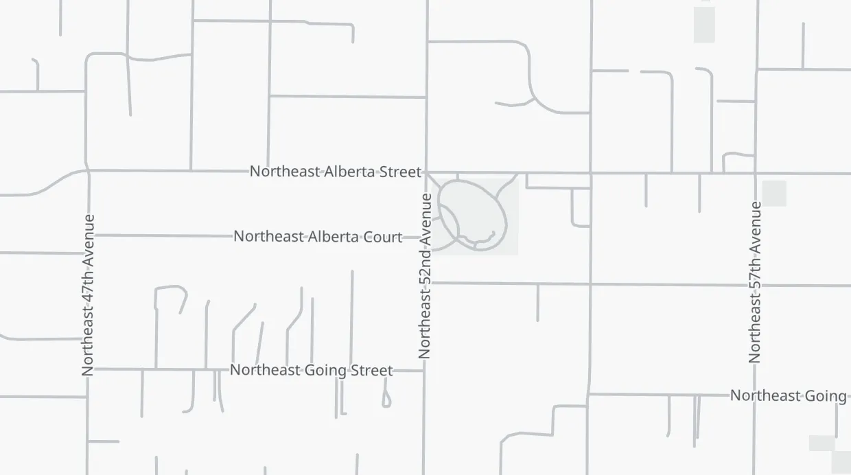 A map of the streets around NE Alberta Ct & NE 52nd Ave