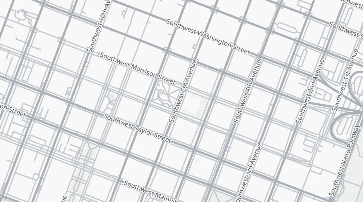 A map of the streets around Pioneer Courthouse/Southwest 6th Avenue
