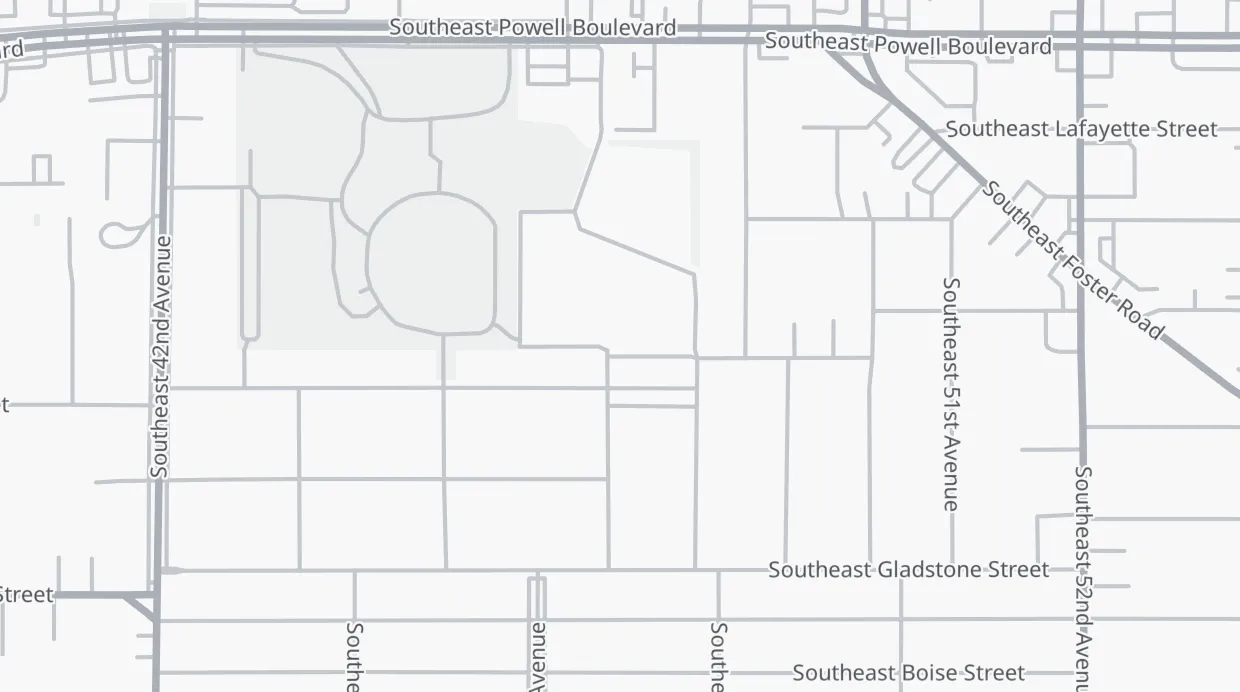 A map of the streets around 4701 SE Bush St