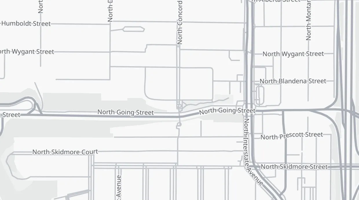 A map of the streets around N Concord Ave & N Going Ct