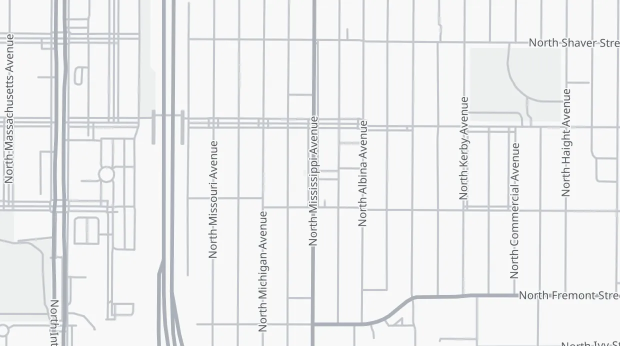 A map of the streets around 3713 N Mississippi Ave