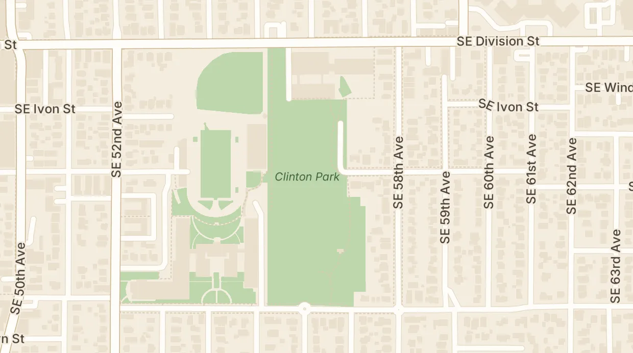 A map of the streets around Clinton Park