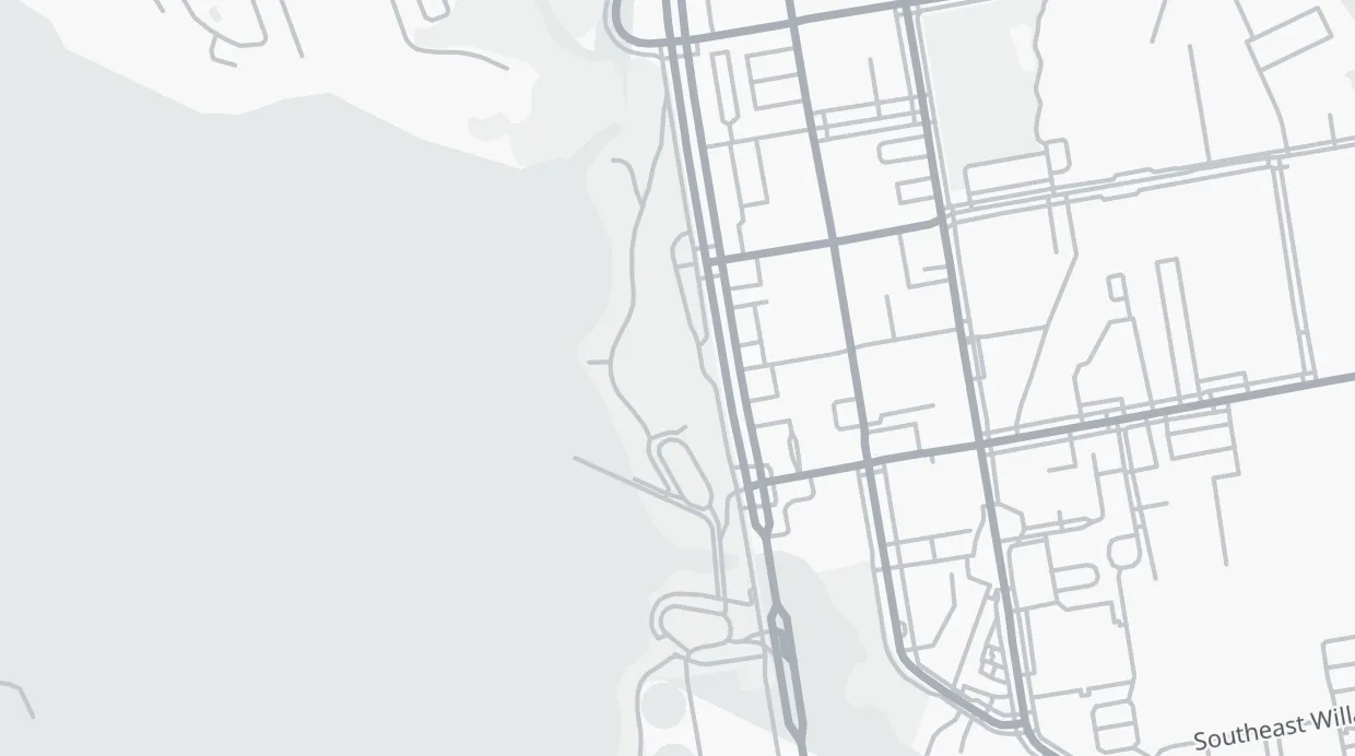 A map of the streets around Milwaukie Bay Park