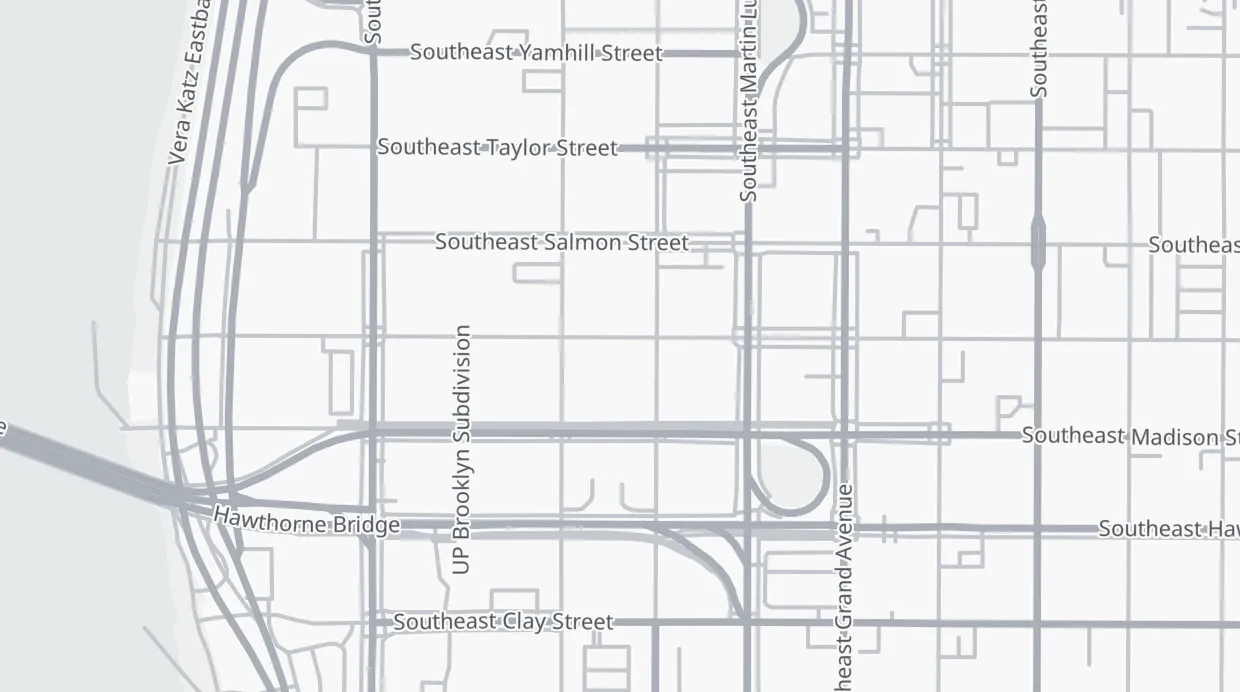 A map of the streets around 262 SE Main St