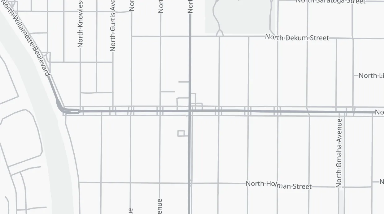 A map of the streets around Plaid Pantry