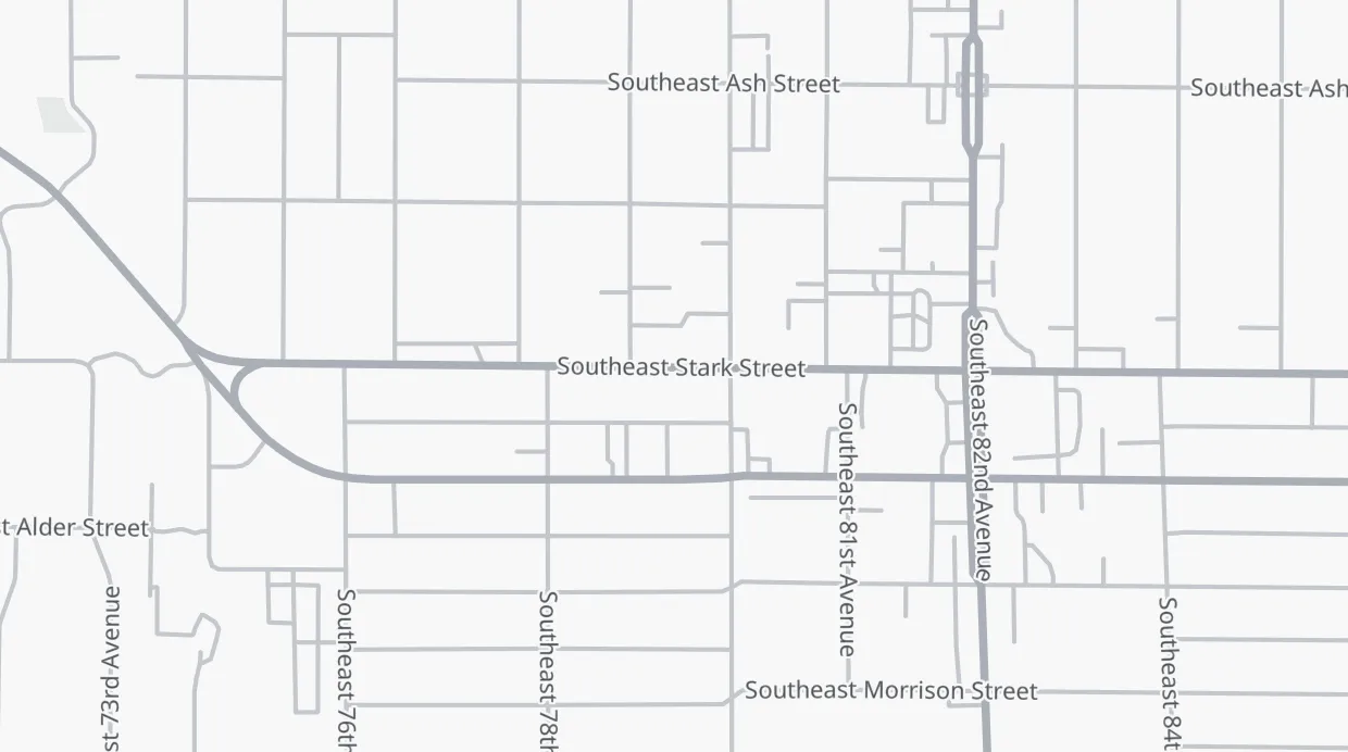 A map of the streets around 7900 SE Stark St