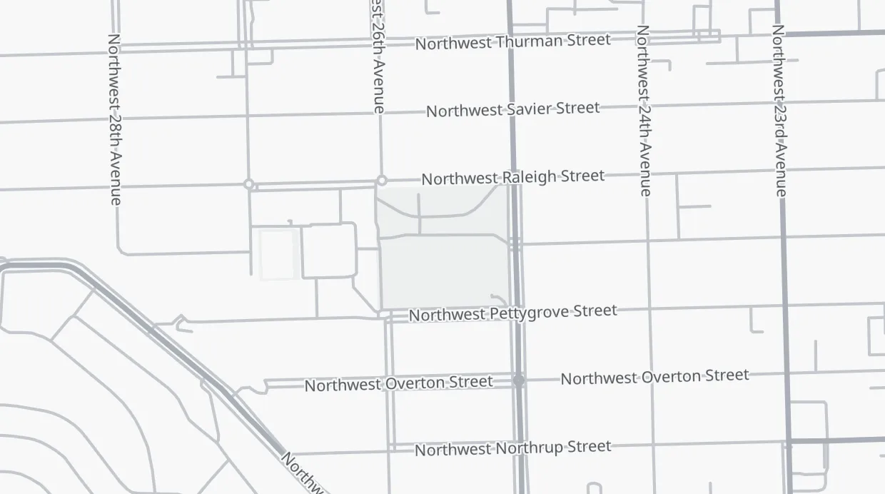 A map of the streets around Wallace Park