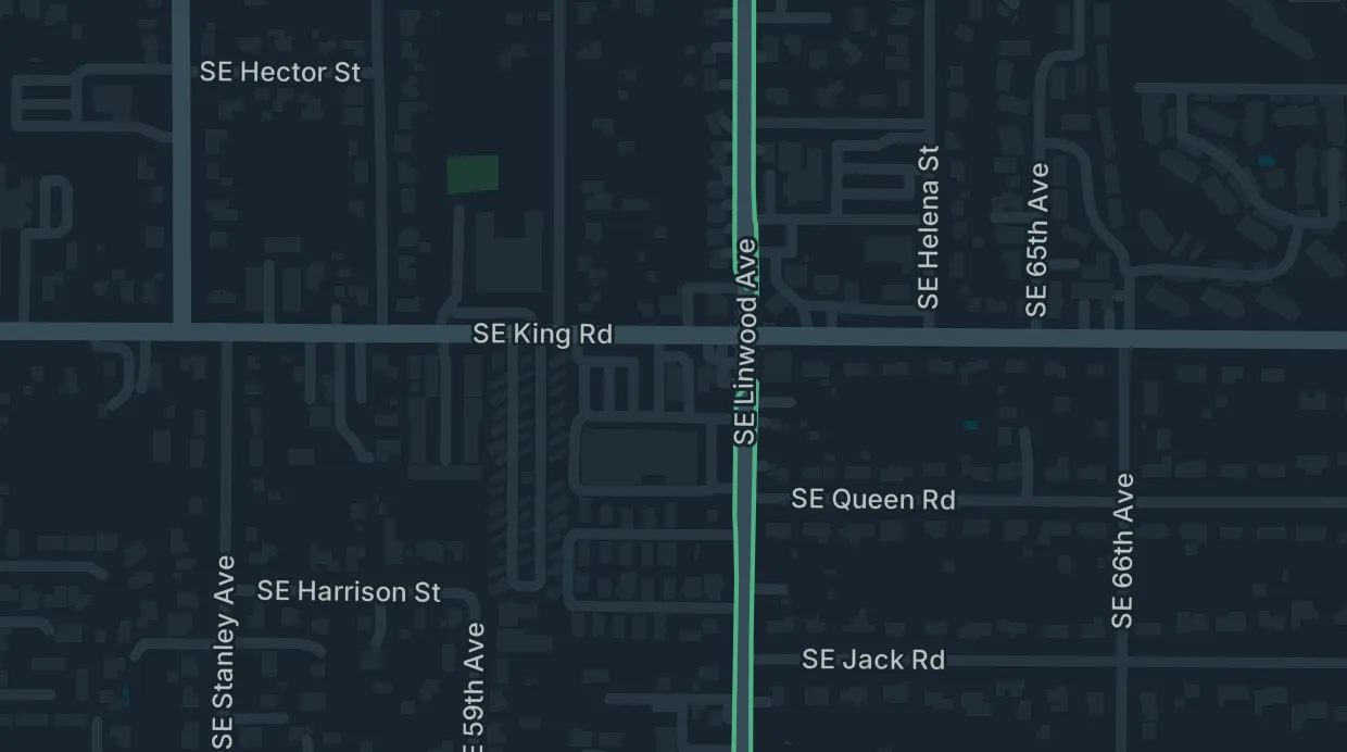 A map of the streets around Great American Video & Espresso
