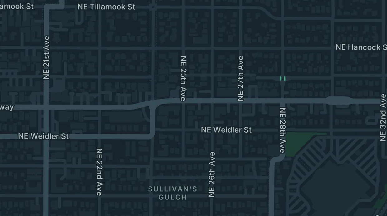 A map of the streets around The Sports Bra