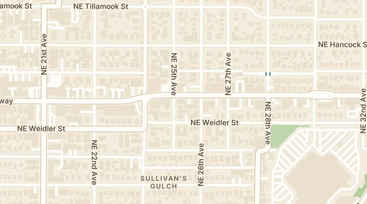 A map of the streets around The Sports Bra