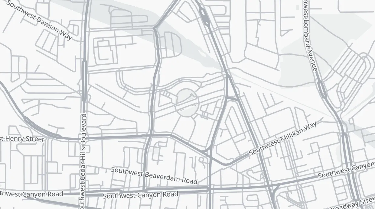 A map of the streets around Beaverton Central