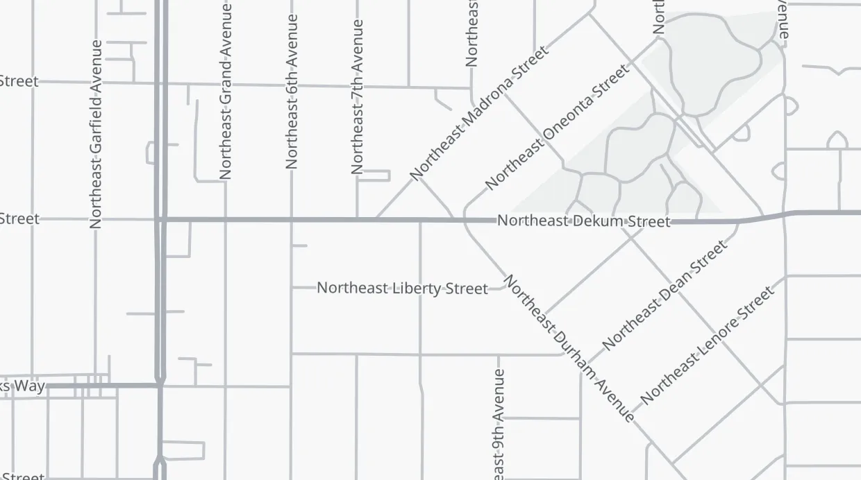 A map of the streets around Good Neighbor Pizza