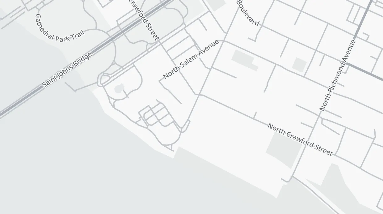 A map of the streets around 6543 N Burlington Ave