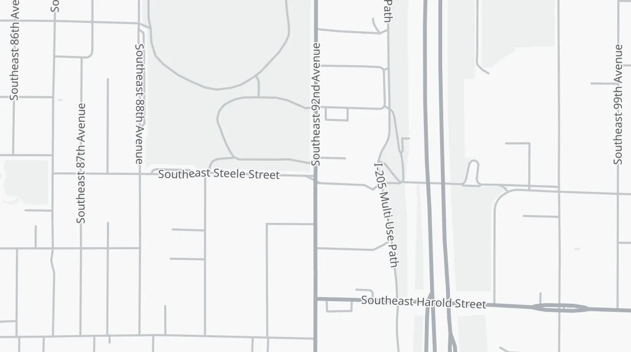 A map of the streets around Lents Park