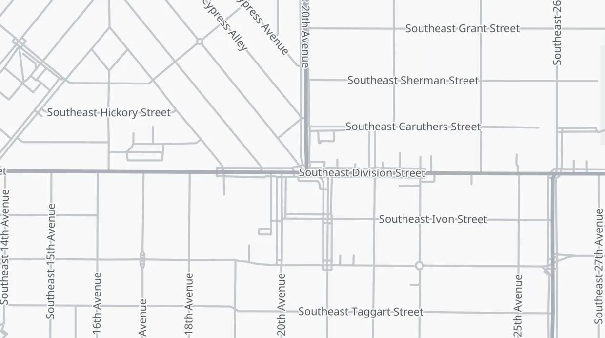 A map of the streets around 2007 SE Division St