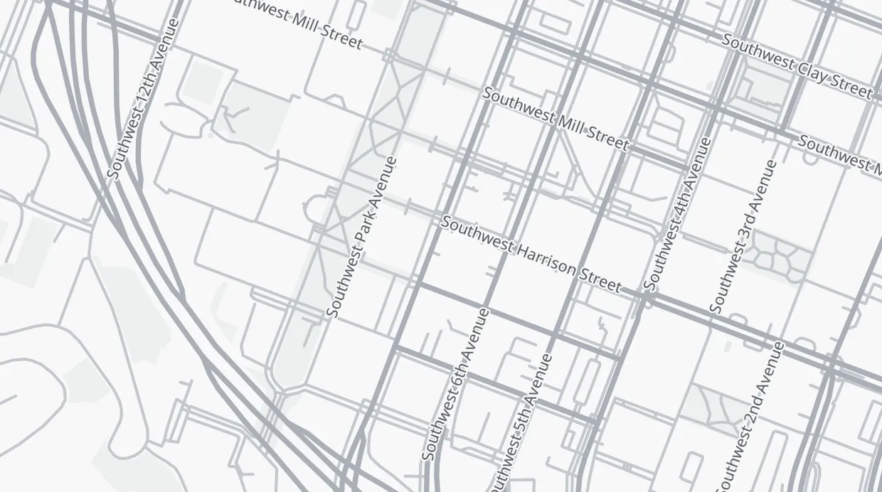 A map of the streets around Portland State University