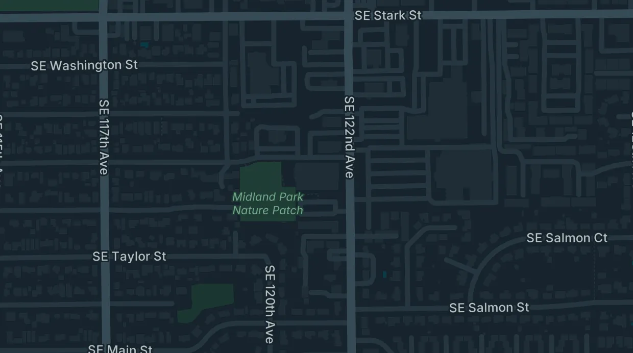 A map of the streets around Midland Library