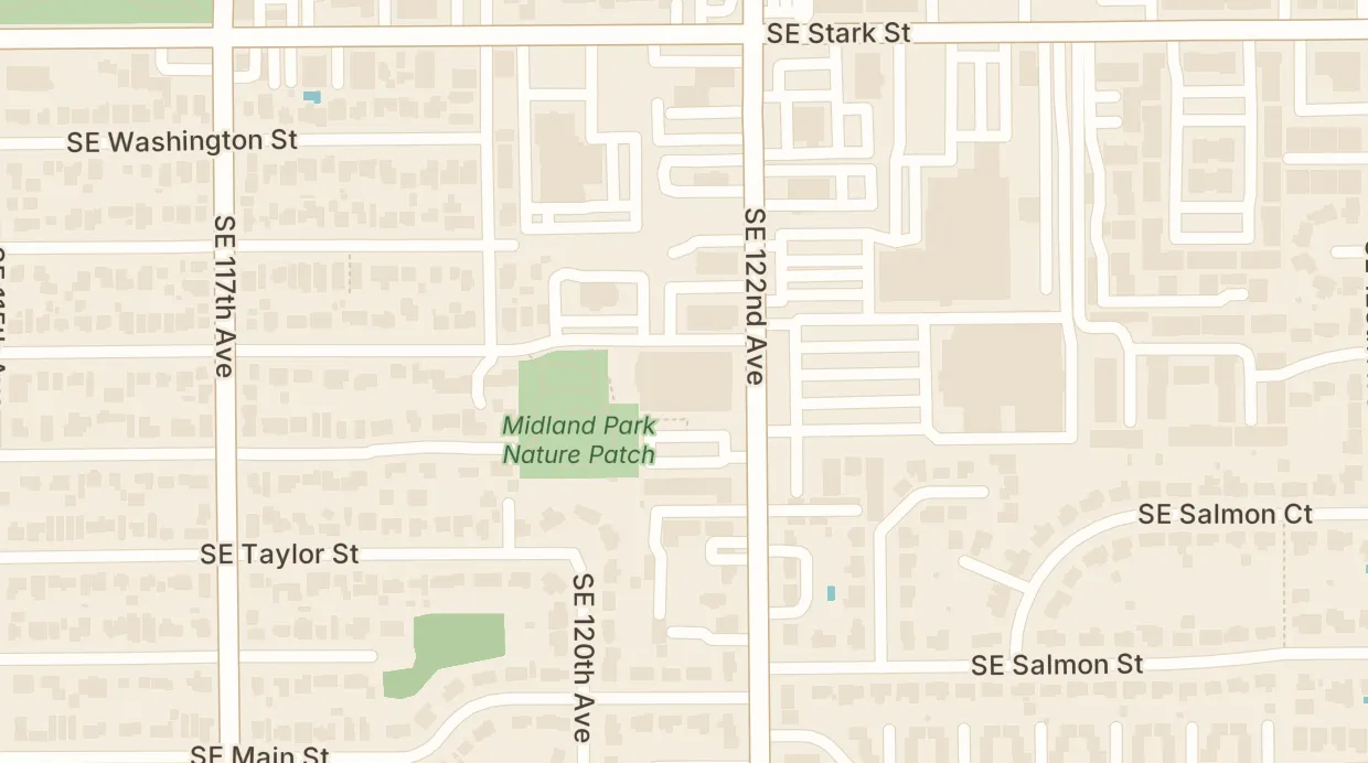 A map of the streets around Midland Library