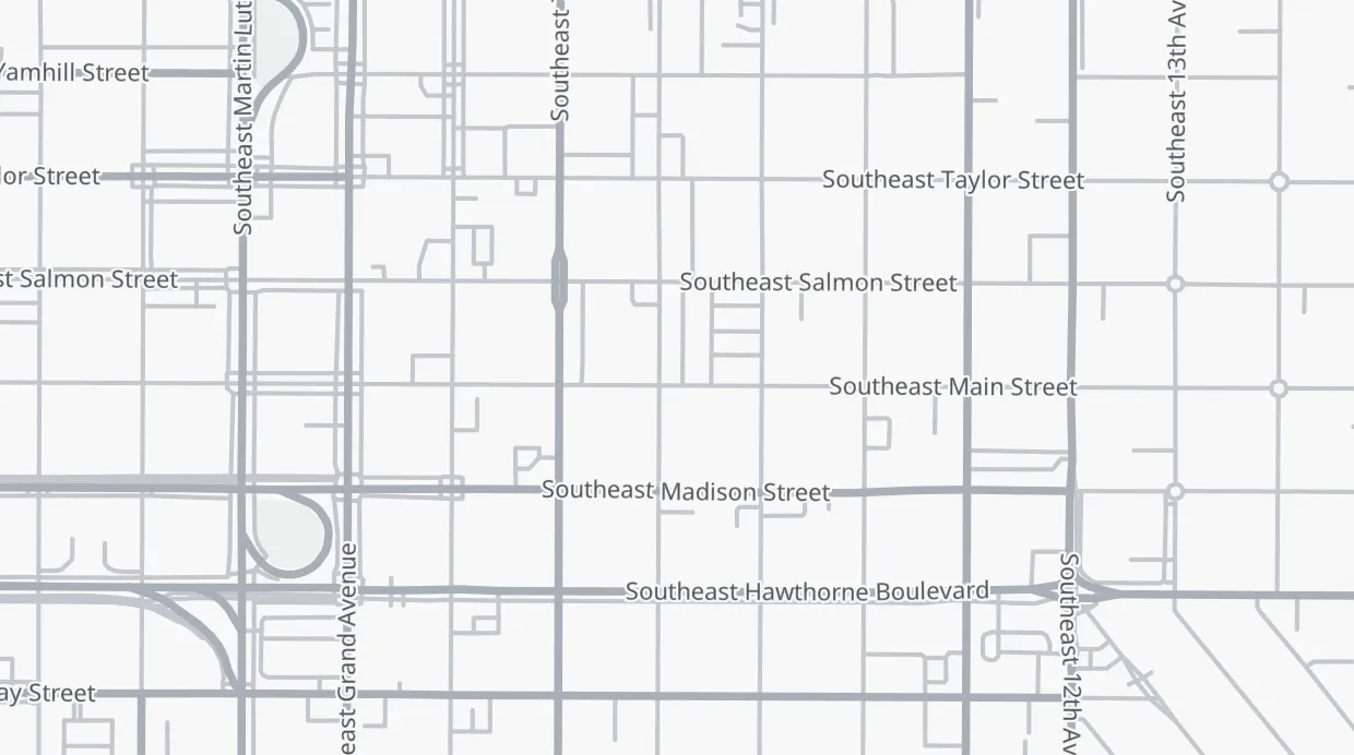 A map of the streets around 811 SE Main St