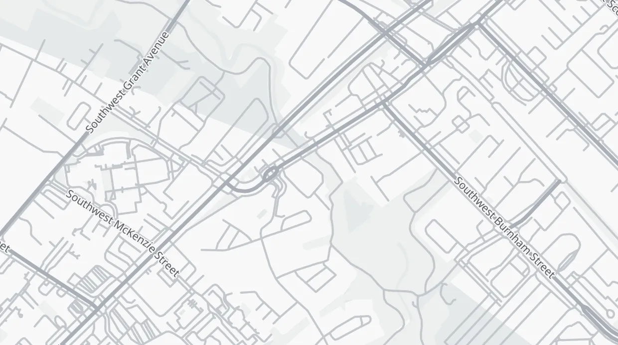 A map of the streets around Cooper Mountain Ale Works