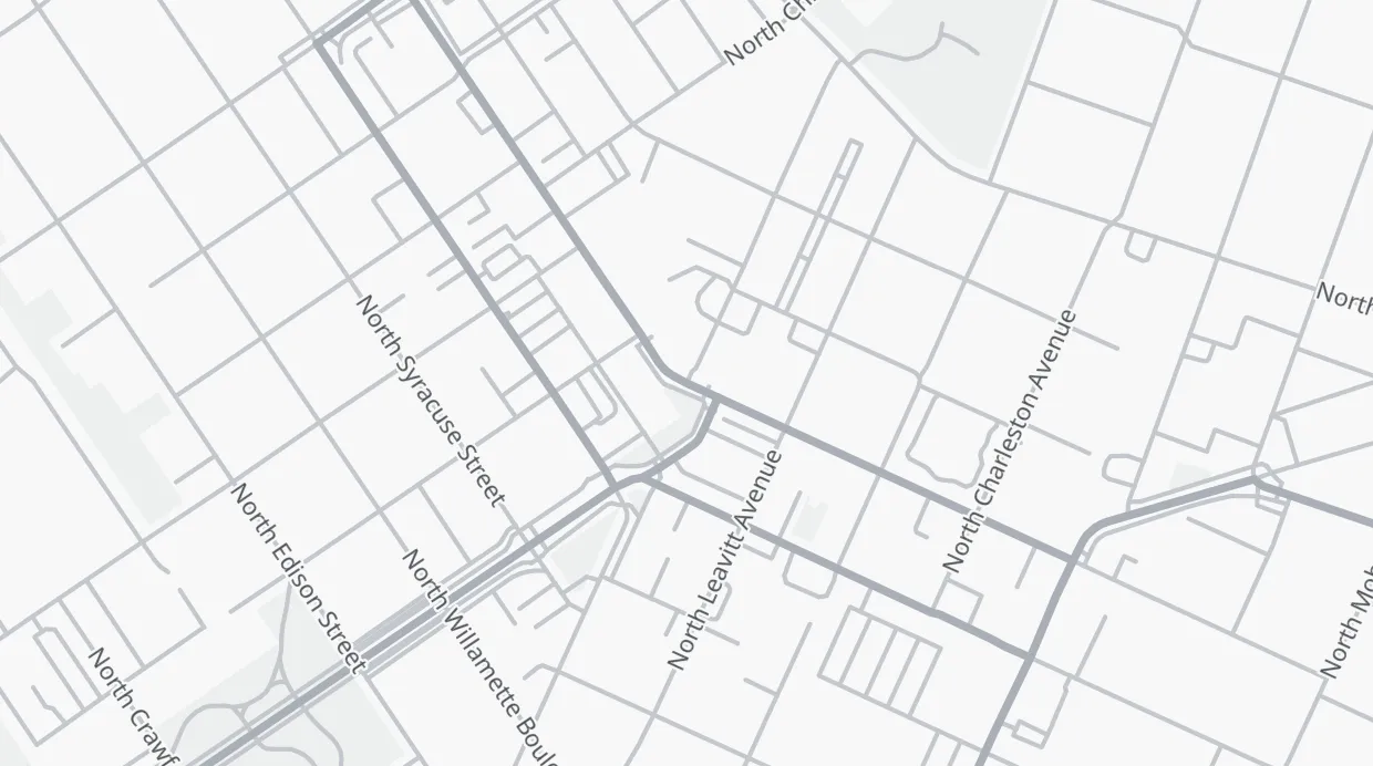 A map of the streets around N Burlington Ave & N Lombard St