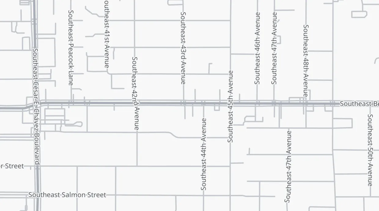 A map of the streets around 4320 SE Belmont St