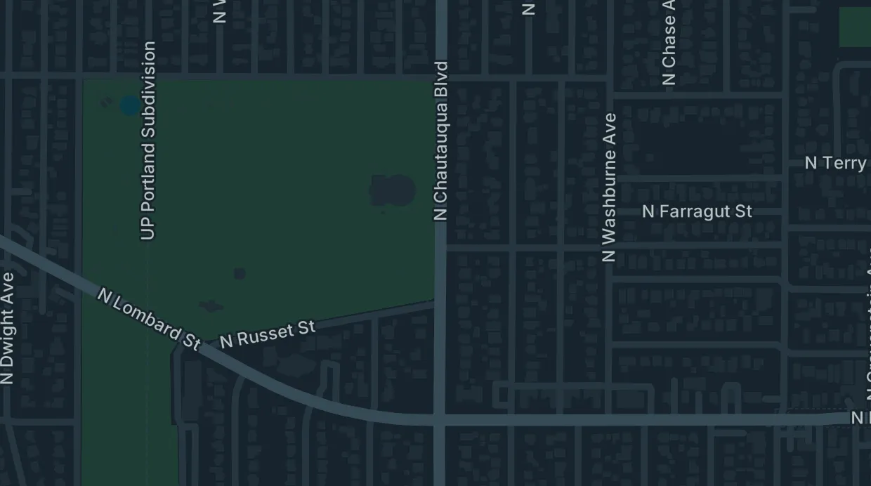 A map of the streets around 7701 N Chautauqua Blvd