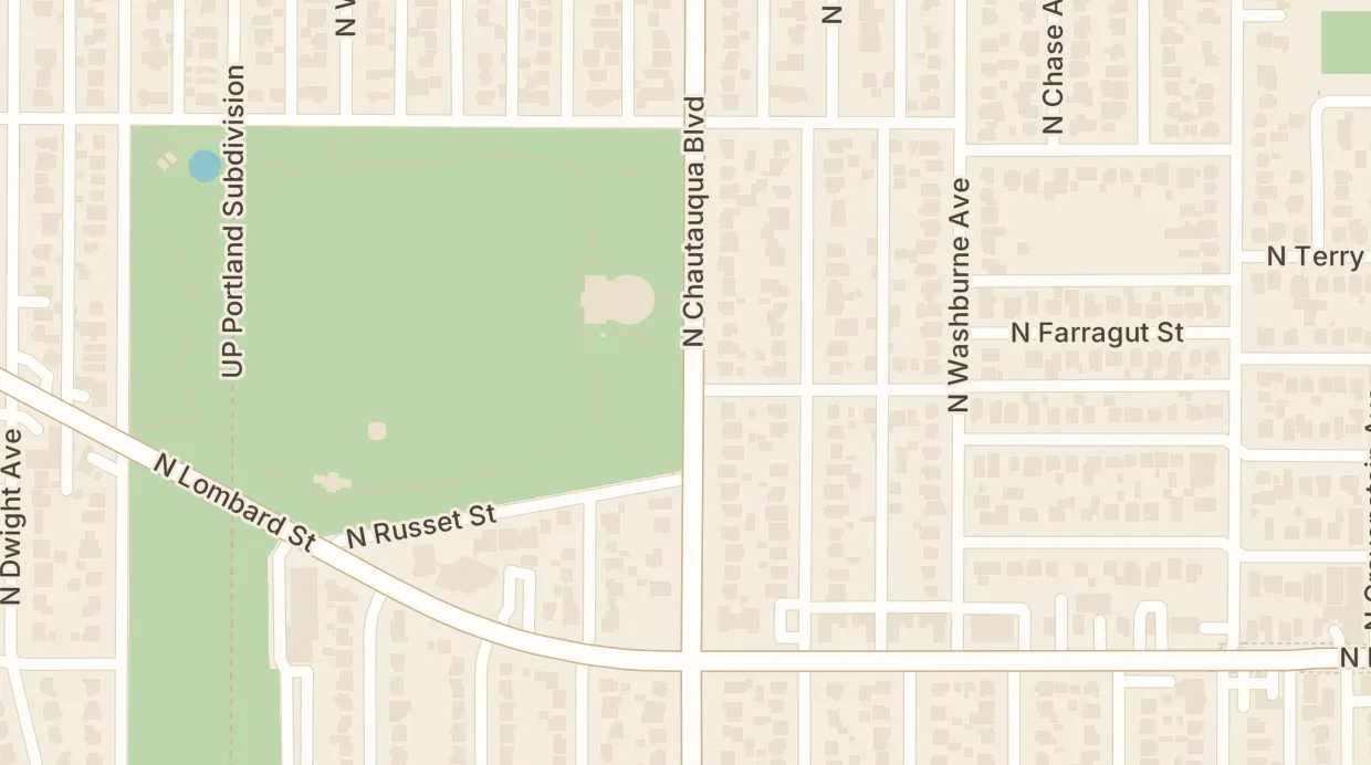 A map of the streets around 7701 N Chautauqua Blvd