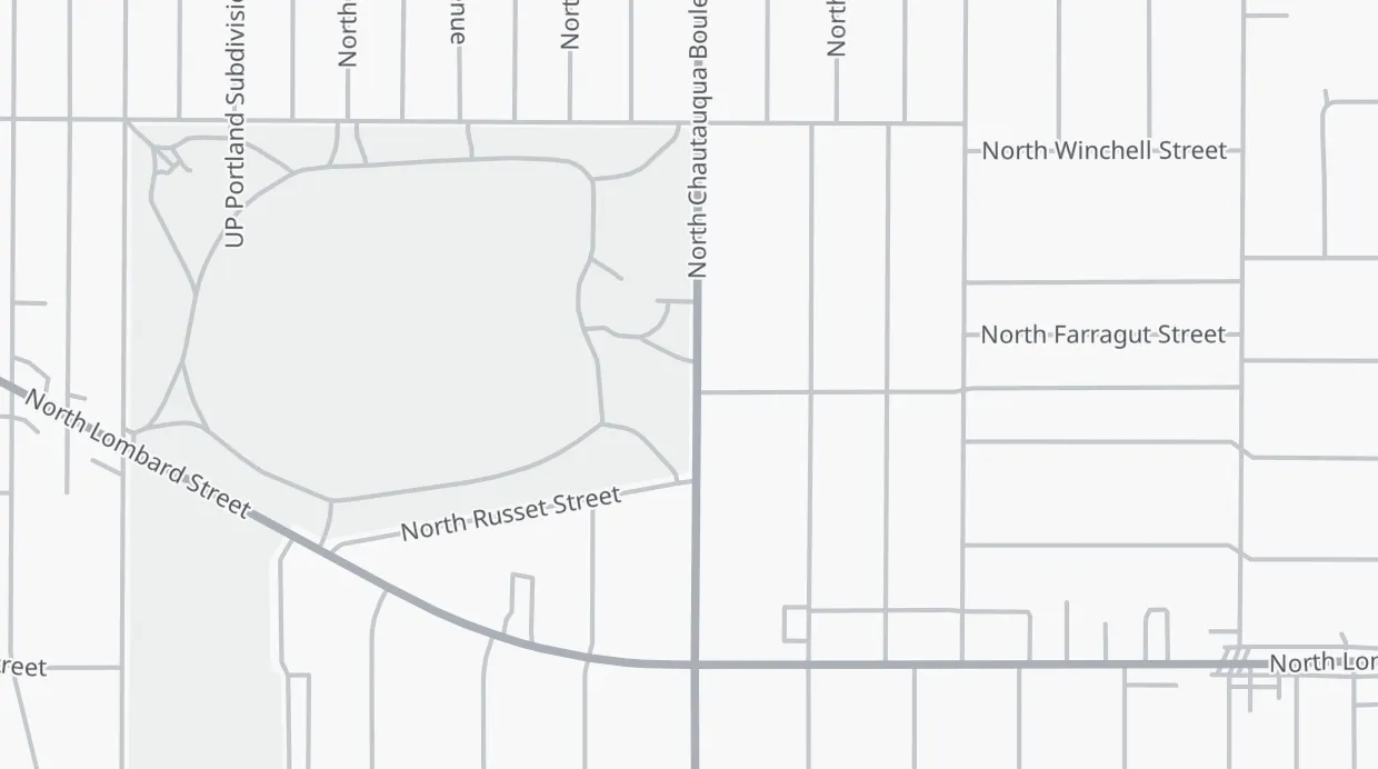 A map of the streets around 7701 N Chautauqua Blvd