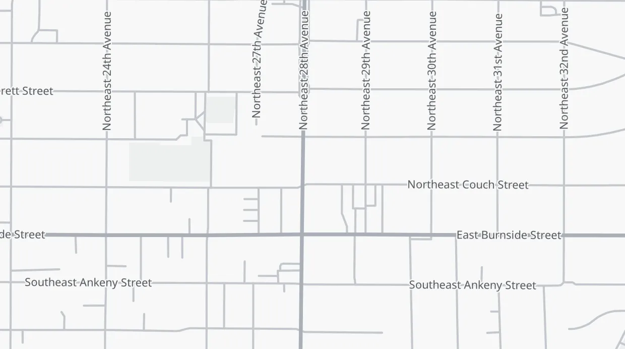 A map of the streets around Bull Run Pizza