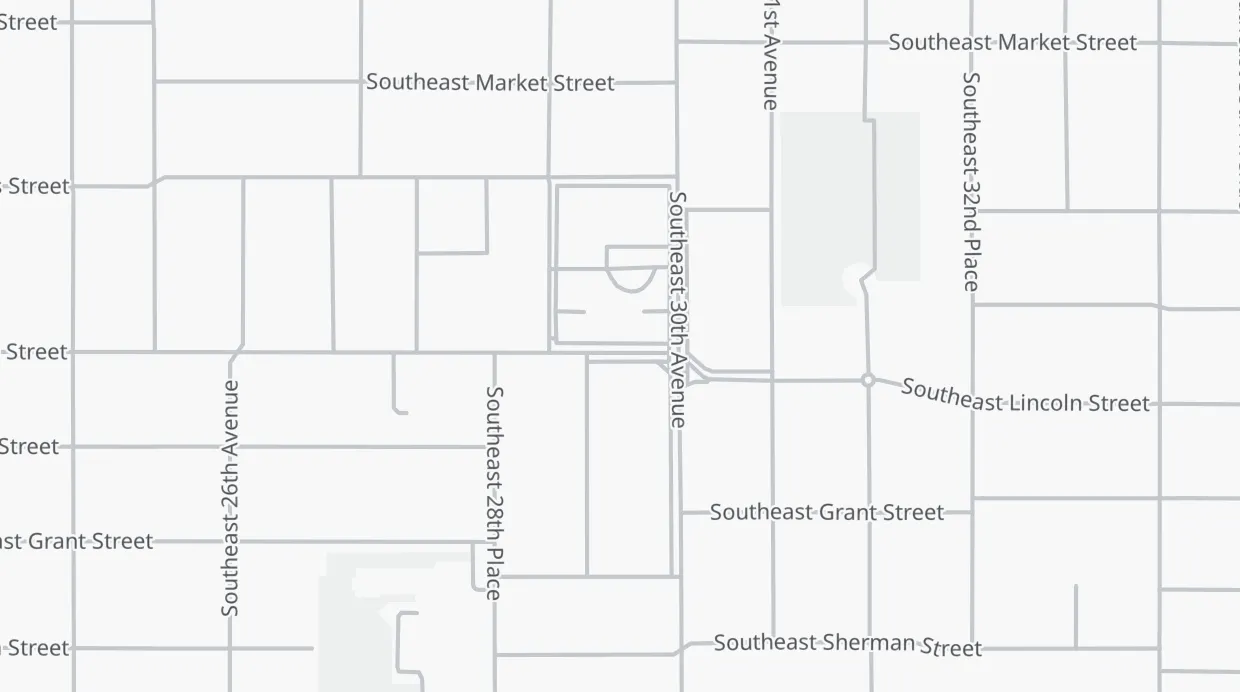 A map of the streets around 2931 SE Harrison St