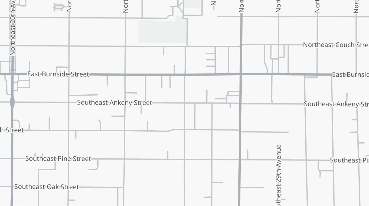A map of the streets around SE Ankeny St & SE 26th Ave