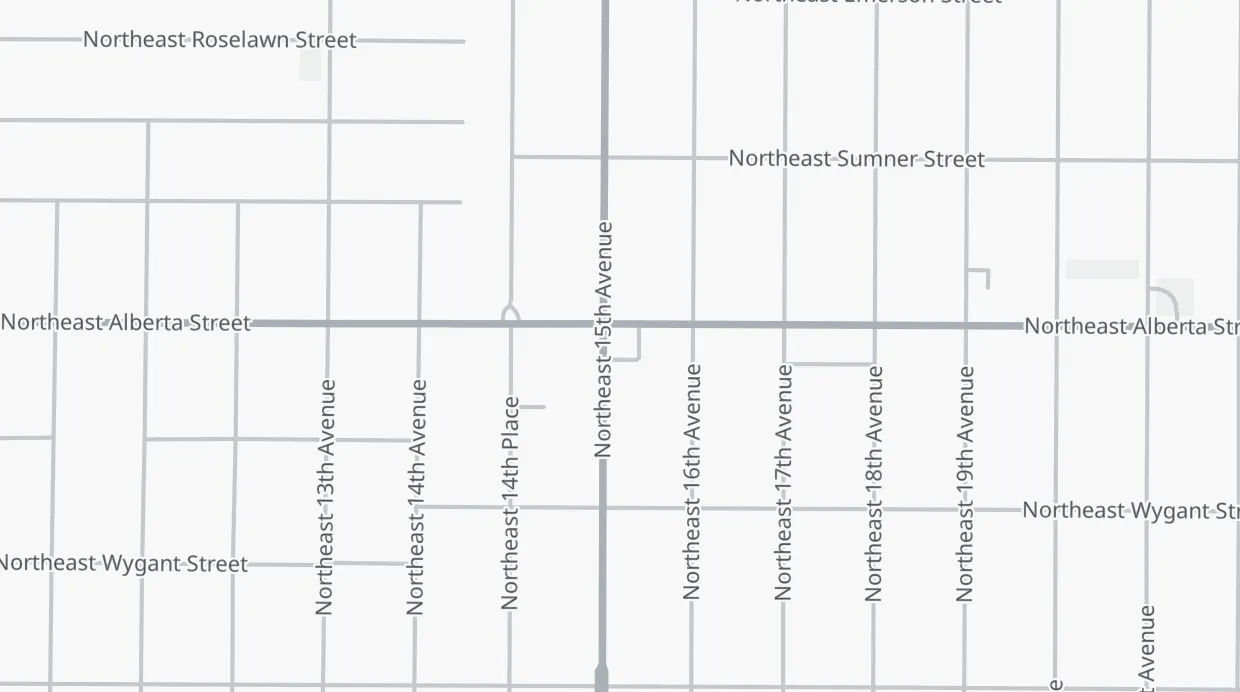 A map of the streets around Alberta Co-op