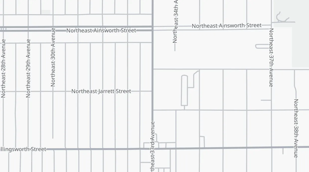 A map of the streets around 5736 NE 33rd Ave
