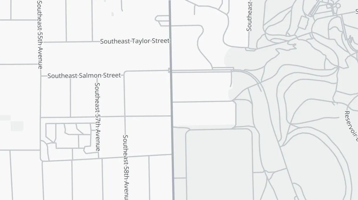 A map of the streets around 6027 SE Main St