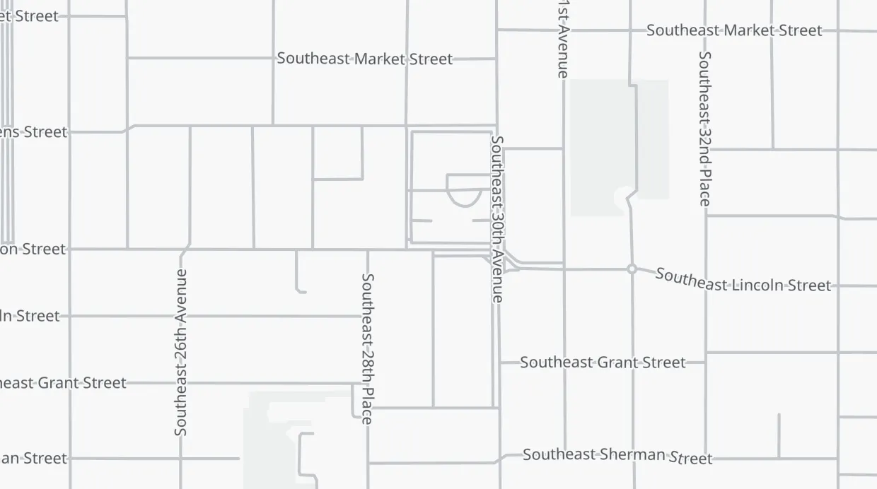 A map of the streets around 2901 SE Harrison St