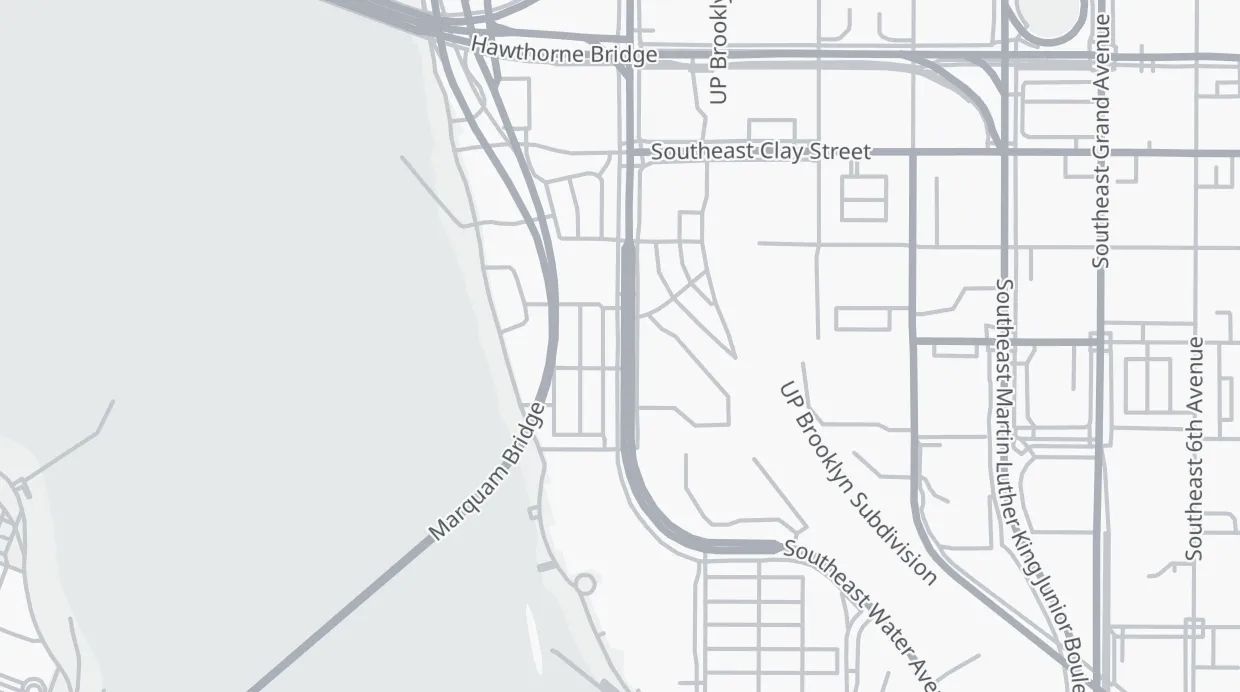 A map of the streets around 1945 SE Water Ave