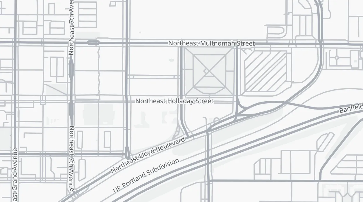 A map of the streets around NE Holladay St & NE 11th Ave