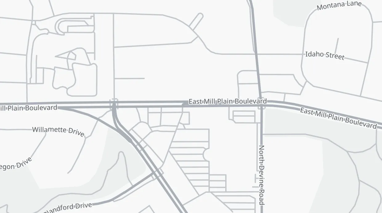 A map of the streets around 5411 E Mill Plain Blvd