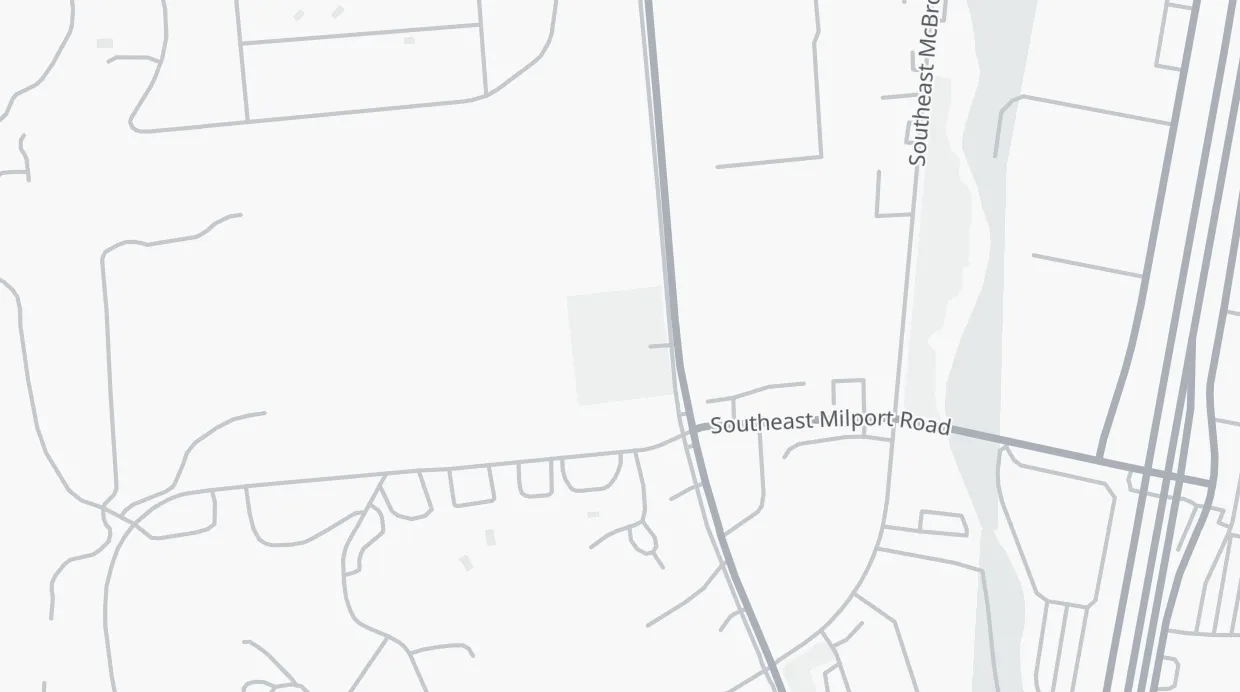 A map of the streets around Milwaukie Pioneer Cemetery