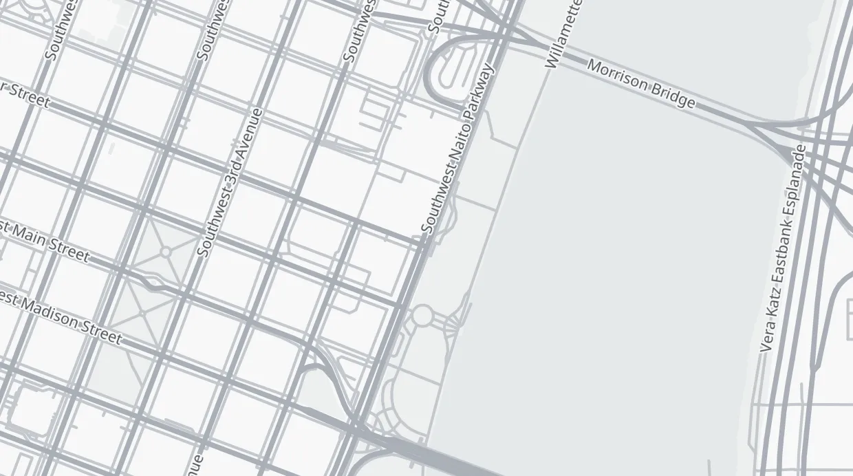 A map of the streets around Mill Ends Park