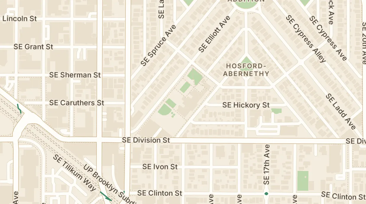 A map of the streets around Abernethy Elementary School