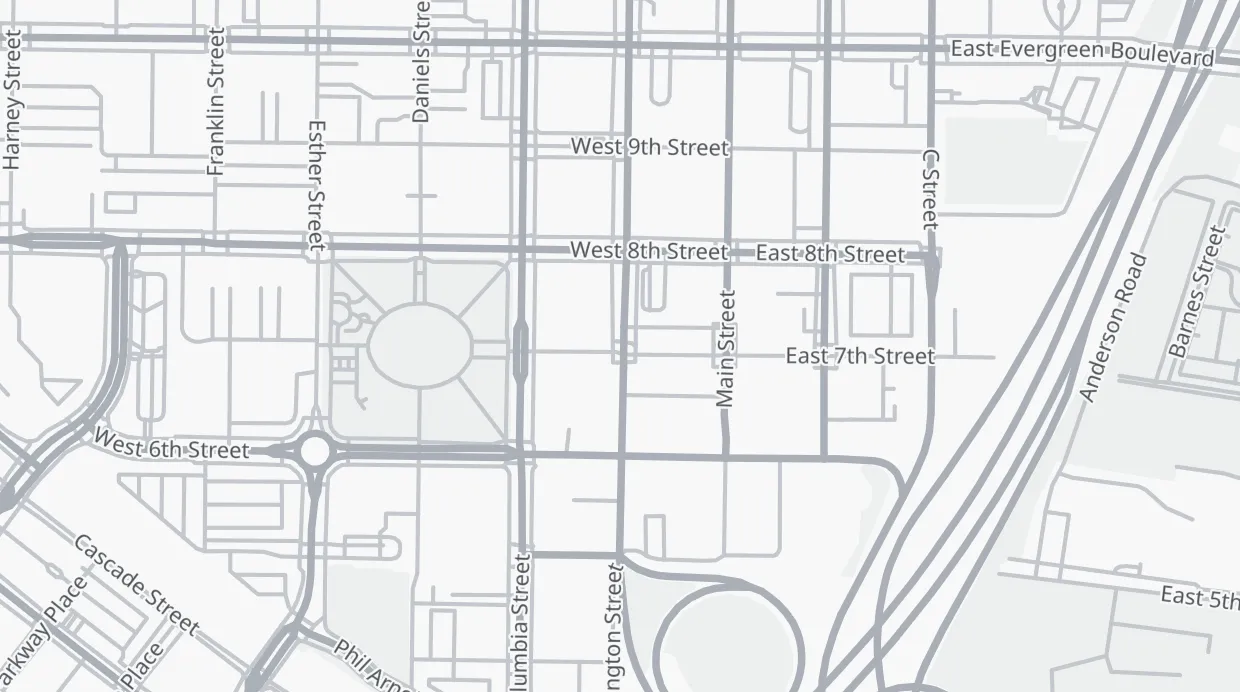 A map of the streets around 700 Washington St