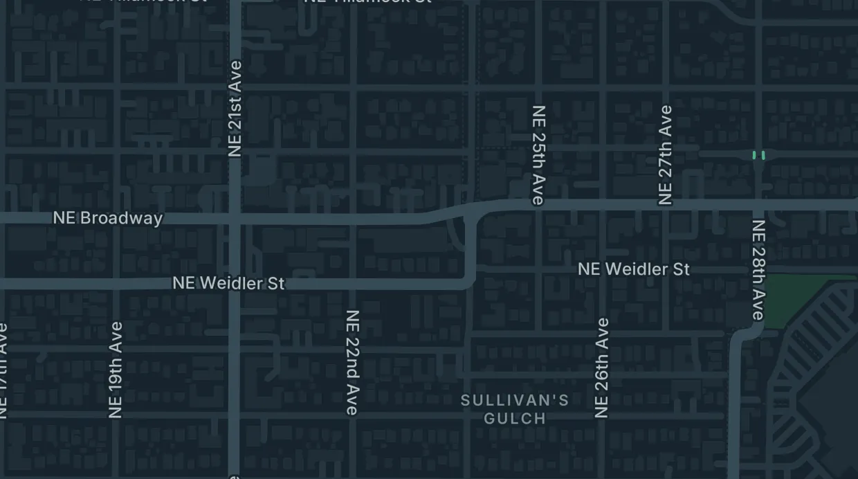 A map of the streets around Rose and Thistle Public House
