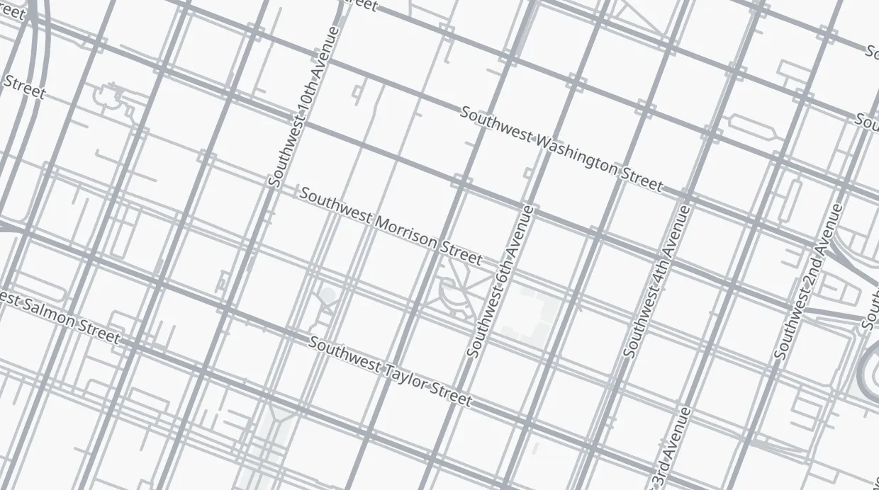A map of the streets around SW Broadway & SW Morrison St